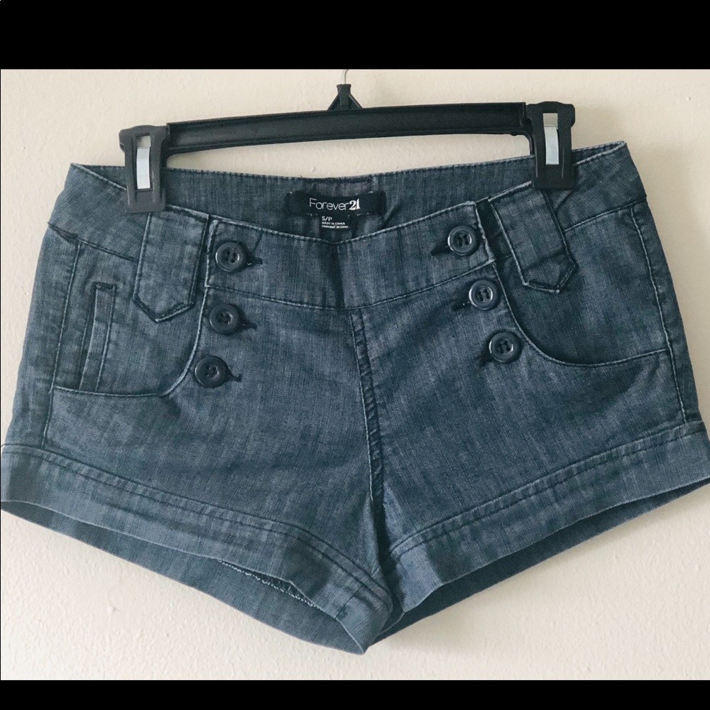 F21 Double Button-up Denim Shorts